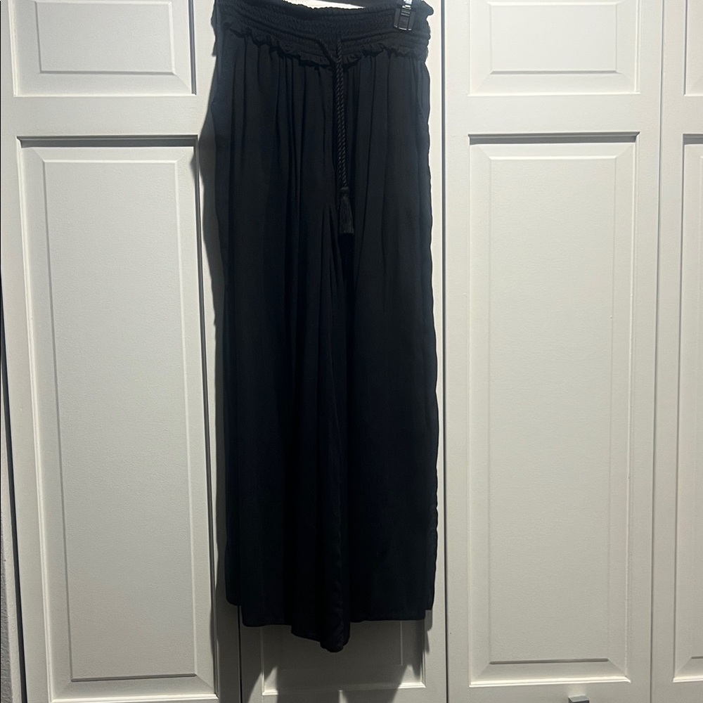 Black Wide Leg Smocked Waist Pants